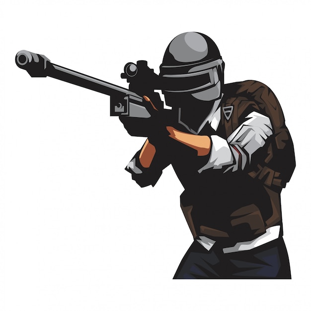 Soldat mit scharfschützengewehr Premium Vektoren