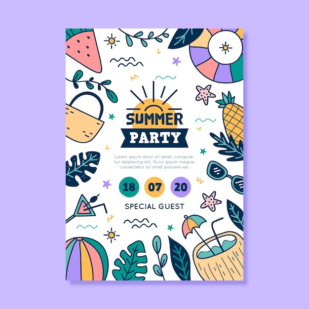 Sommer party briefpapier poster vorlage | Kostenlose Vektor