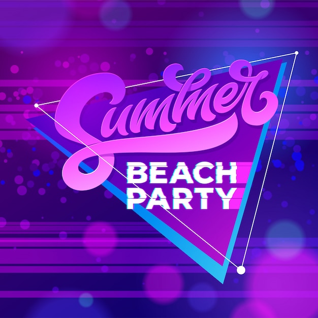 Sommer Strandparty Typografie Vorlage Fur Banner Karten Hintergrundbilder Einladungen Poster Flyer Illustration Fur Nachtclub Handgeschriebener Brief Moderne Pinselkalligraphie Premium Vektor