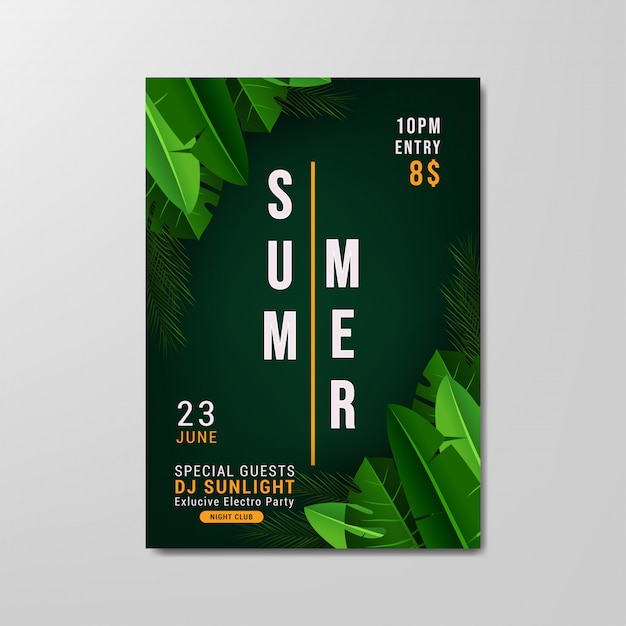 Sommerfest flyer vorlage illustration | Premium-Vektor