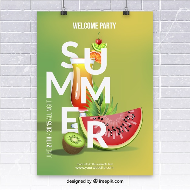 Sommerfest-Plakat mit Früchten | Download der kostenlosen Vektor