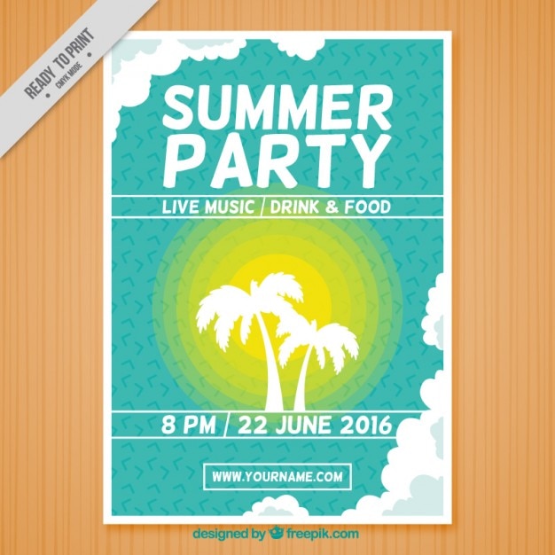 Sommerfest-Plakat mit Palmen | Download der kostenlosen Vektor