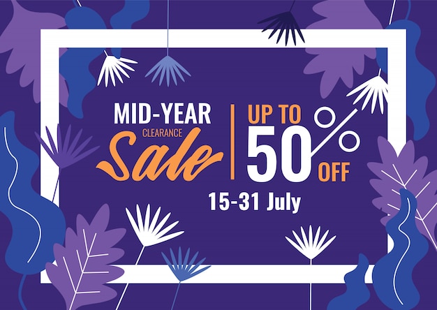 Sonderangebote und werbebanner. mid year sale, summer sale. Premium Vektoren
