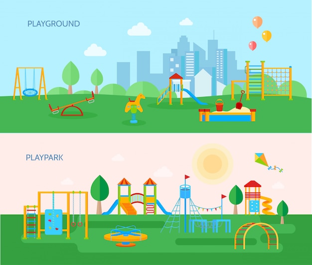 Spielplatz park banner set Kostenlosen Vektoren