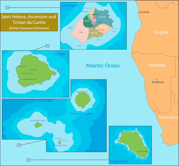 St Helena Ascension Und Tristan Da Cunha Karte Premium Vektor
