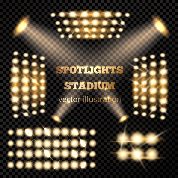 Stadion strahler gold set Kostenlosen Vektoren