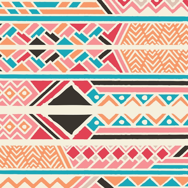 Stammes Ethnisches Buntes Bohmisches Muster Mit Geometrischen Elementen Afrikanischer Schlammstoff Stammes Design Premium Vektor