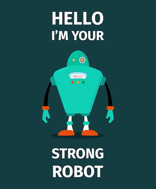 Starker roboter vektor charakter Premium Vektoren