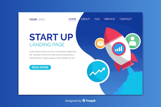 Start-up-business-landing-page-vorlage Kostenlosen Vektoren