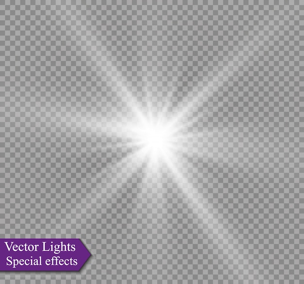 Stern Auf Einem Transparenten Hintergrund Lichteffekt Illustration Voller Funkeln Premium Vektor