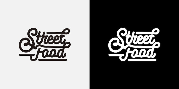 Street Food Typografie Logo Premium Vektor