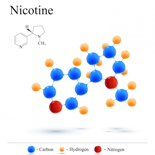 Strukturchemische Formel Und Molekulmodell Nikotin Premium Vektor