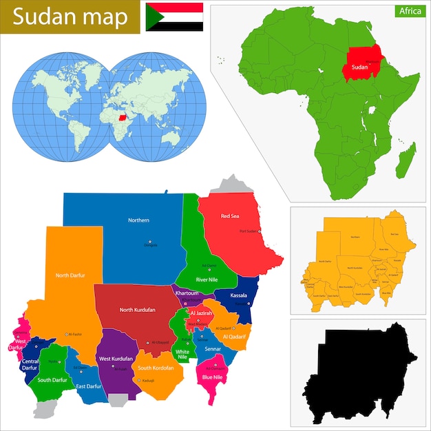 Sudan Karte Premium Vektor