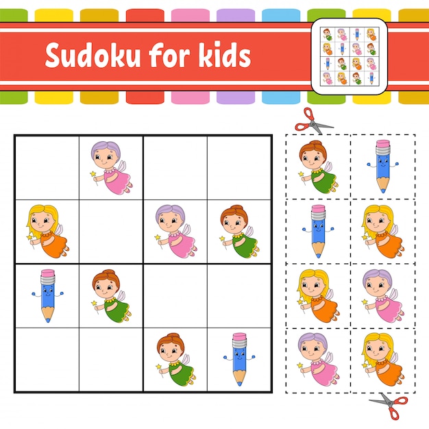 Sudoku für kinder. | Premium-Vektor