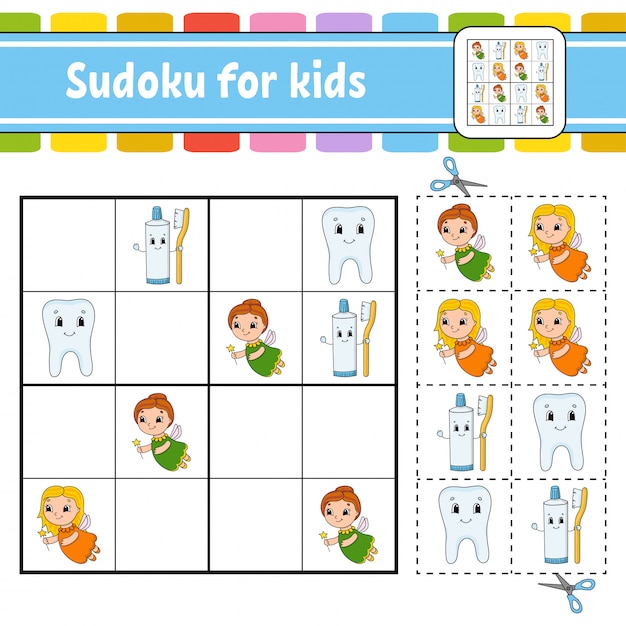 Sudoku für kinder. | Premium-Vektor