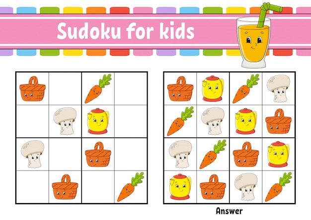 Sudoku für kinder. | Premium-Vektor