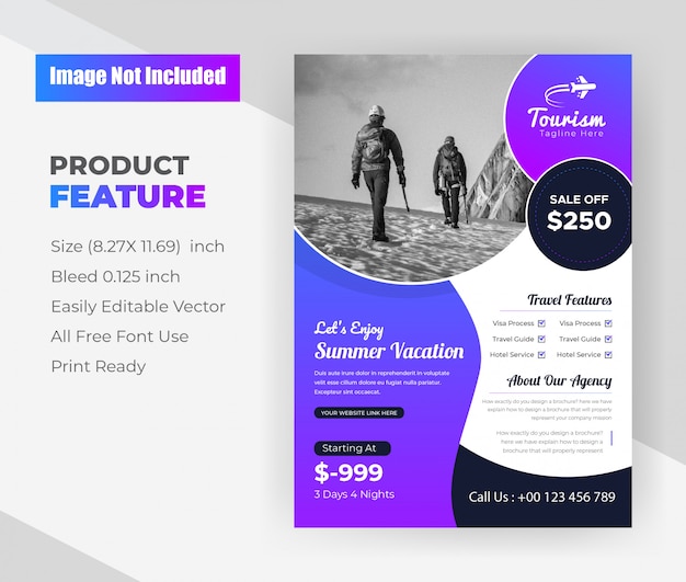 Summer Vacation Tours Reiseburo Flyer Design Vorlage Kostenlose Vektor