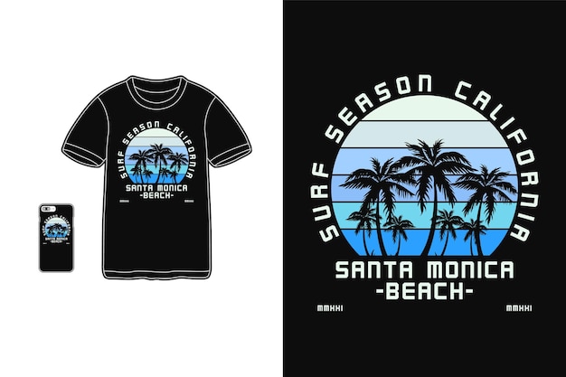 Surf-saison kalifornien, t-shirt merchandise silhouette ...
