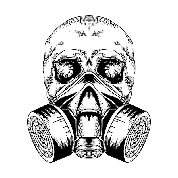 Tattoo und tshirtdesign schädelgasmaske PremiumVektor