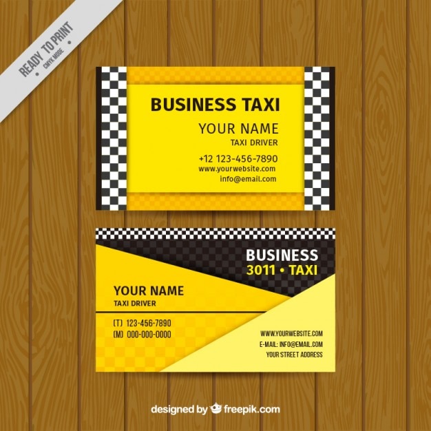 Taxi-karte in der gelben farbe | Kostenlose Vektor