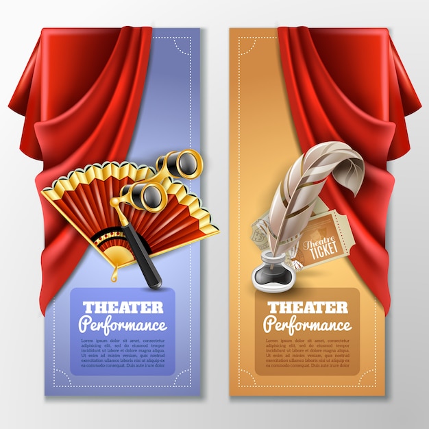 Theater und bühne banner set Kostenlosen Vektoren