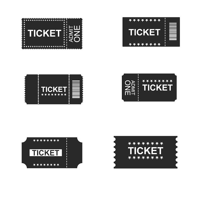 Ticketsymbole Isoliert Tickets Fur Kino Flugzeug Theater Kino Premium Vektor