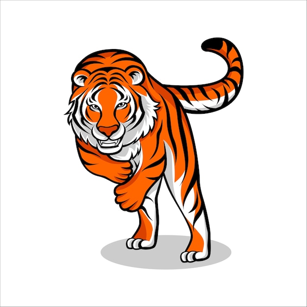 Tiger Cartoon Vektor Illustration Premium Vektor