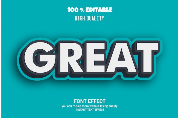 Toller text, editierbarer font-effekt Premium Vektoren