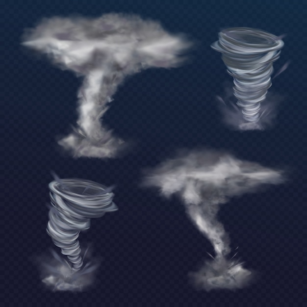 Tornado twister abbildung des realistischen hurrikanwindes oder der wirbelwirbel. Kostenlosen Vektoren