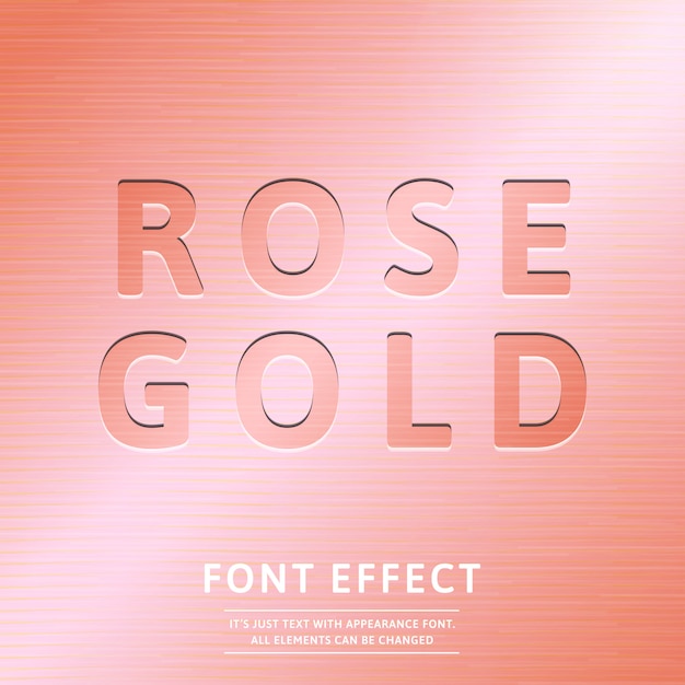 Trendy 3d Rose Gold Stempel Text Effekt Grafikstil Premium Vektor