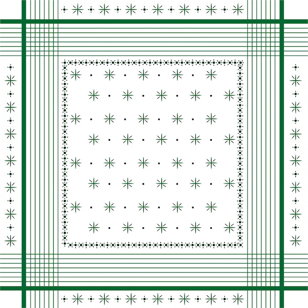 Trendy vector ornament minimaler bandana print, seidenhalsschal oder halstuch quadratisches muster design-stil für mode, stoff und alle drucke gremm linie Premium Vektoren
