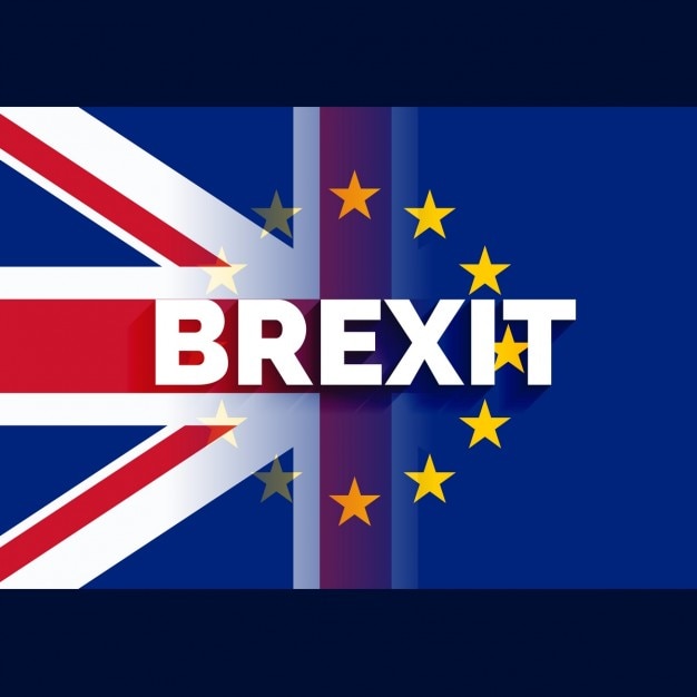 Uk Und Eu Flagge Mit Brexit Text Kostenlose Vektor