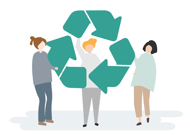 umweltschutz und das recyclingsymbol  kostenlose vektor