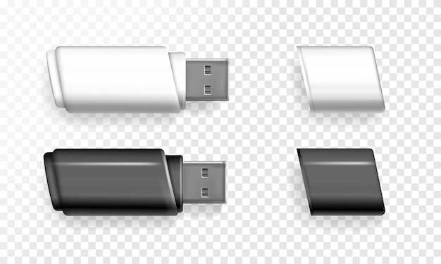 Usb-flash-laufwerk abbildung des realistischen 3d-memory-stick. Kostenlosen Vektoren