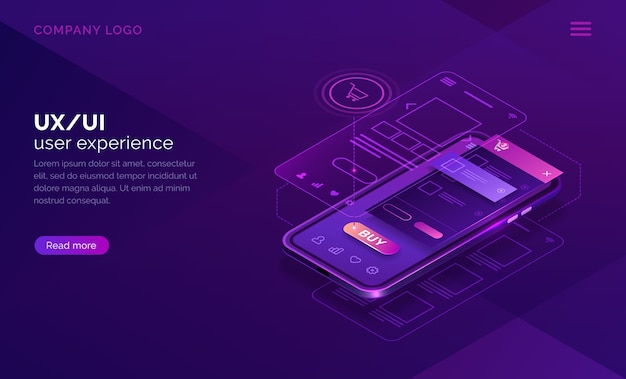 User experience isometrische konzept, ux ui wireframe Kostenlosen Vektoren