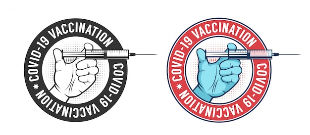 Vaccination Vintage Logo Premium Vektor