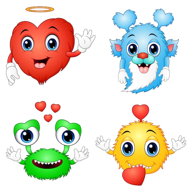 Valentine liebe monster | Premium-Vektor