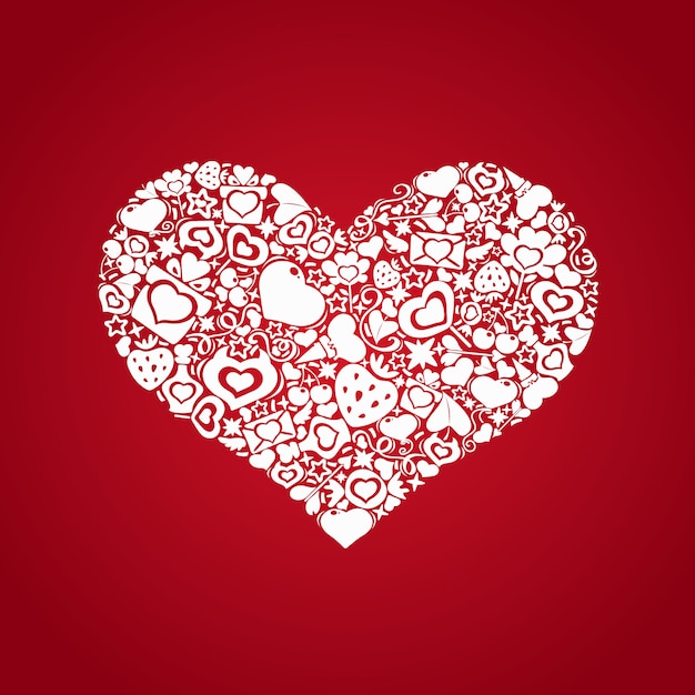 Valentines herz von gegenständen weiß | Premium-Vektor