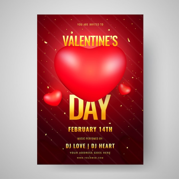Valentinstag-feierschablonendesign mit glatten herzen Premium Vektoren