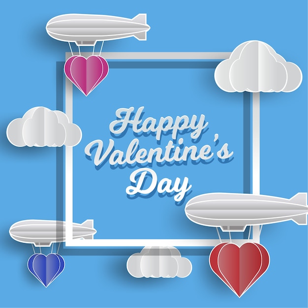 Valentinstag liebe abbildung. heißluftballon in einer herzform, die auf himmel fliegt Premium Vektoren