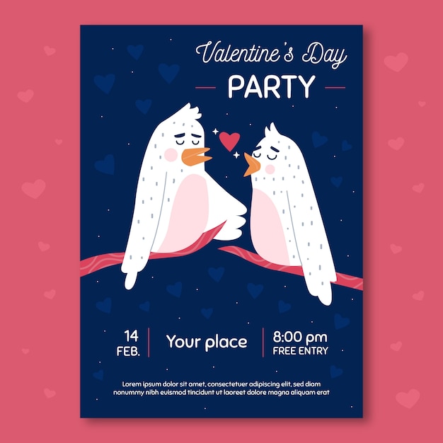 Kostenlos Vektor Valentinstag Party Flyer Vorlage