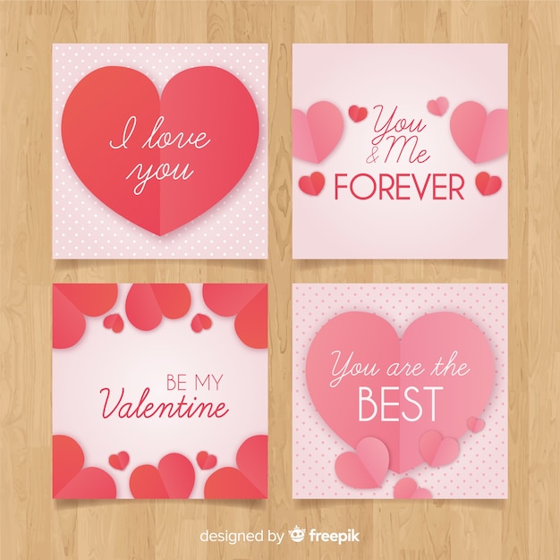 Valentinstagskartensatz Kostenlose Vektor