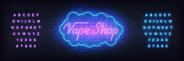 Vape Shop Neon Schriftzug Vorlage Premium Vektor