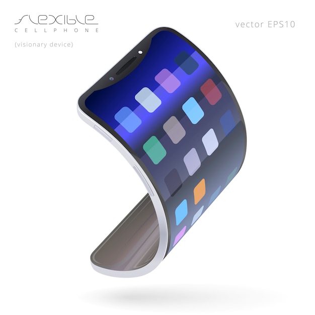 Vektor Flexibles Smartphone Trendiges Handy Das Sich In Das Elektronische Armband Biegen Lasst Realistisches 3d Gerat Einfache Abstrakte Schnittstelle Imaginares Mobiles Gerat Biegt Sich In Ein Armband Premium Vektor