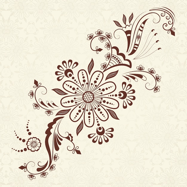 Vektor Illustration Von Mehndi Ornament Traditioneller Indischer Stil Ornamentale Florale Elemente Fur Henna Tattoo Aufkleber Mehndi Und Yoga Design Karten Und Drucke Abstract Floral Vector Illustration Kostenlose Vektor