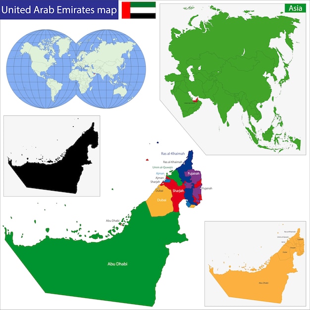 Vereinigte Arabische Emirate Karte Premium Vektor