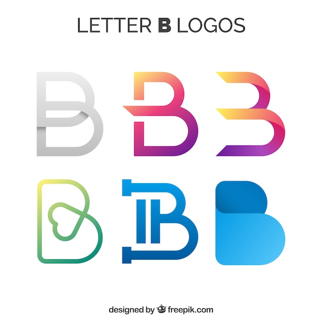 Verschiedene Abstrakte Logos Des Buchstabens "b" | Kostenlose Vektor