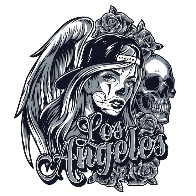Vintage chicano art tattookonzept Kostenlose Vektor
