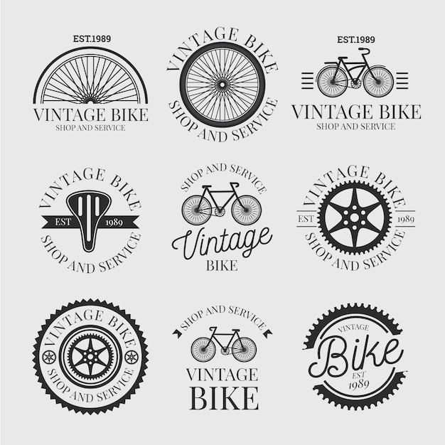 Vintage fahrrad logo sammlung Kostenlose Vektor