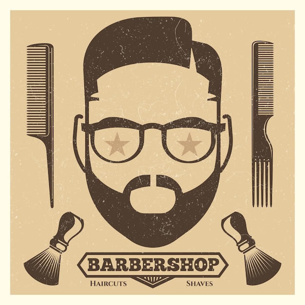 Vintage friseursalon plakat vorlage. modischer hipster-print | Premium